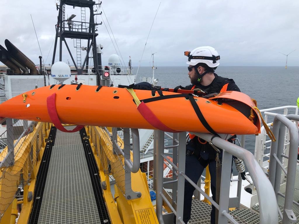 Exercice d'évacuation — SOV éolien offshore